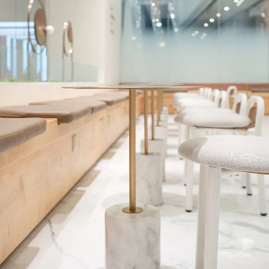 23.62 inch Tall Pedestal Side Table Metal and Marble Side End Table