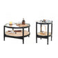 Tropical Round Cocktail Table Glass Top Coffee Cocktail Table with Storage