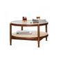 Tropical Round Cocktail Table Glass Top Coffee Cocktail Table with Storage