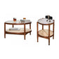 Tropical Round Cocktail Table Glass Top Coffee Cocktail Table with Storage