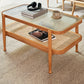Tropical Round Cocktail Table Glass Top Coffee Cocktail Table with Storage
