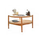 Tropical Round Cocktail Table Glass Top Coffee Cocktail Table with Storage
