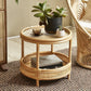 Tropical Round Cocktail Table Light Wood Coffee Cocktail Table with Storage