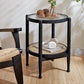 Tropical Round Cocktail Table Glass Top Coffee Cocktail Table with Shelf Clearhalo 'Coffee & Accent Tables' 'Coffee Tables' 'coffee_tables' 'furn' 'furn_coffee_tables' 'Furniture' 'Living Room Furniture' 6523567