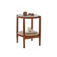 Tropical Round Cocktail Table Glass Top Coffee Cocktail Table with Shelf 19.7"L x 19.7"W x 23.5"H Walnut Clearhalo 'Coffee & Accent Tables' 'Coffee Tables' 'coffee_tables' 'furn' 'furn_coffee_tables' 'Furniture' 'Living Room Furniture' 6523569