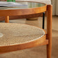 Tropical Round Cocktail Table Glass Top Coffee Cocktail Table with Shelf Clearhalo 'Coffee & Accent Tables' 'Coffee Tables' 'coffee_tables' 'furn' 'furn_coffee_tables' 'Furniture' 'Living Room Furniture' 6523578