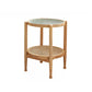 Tropical Round Cocktail Table Glass Top Coffee Cocktail Table with Shelf 19.7"L x 19.7"W x 23.5"H Natural Clearhalo 'Coffee & Accent Tables' 'Coffee Tables' 'coffee_tables' 'furn' 'furn_coffee_tables' 'Furniture' 'Living Room Furniture' 6523579