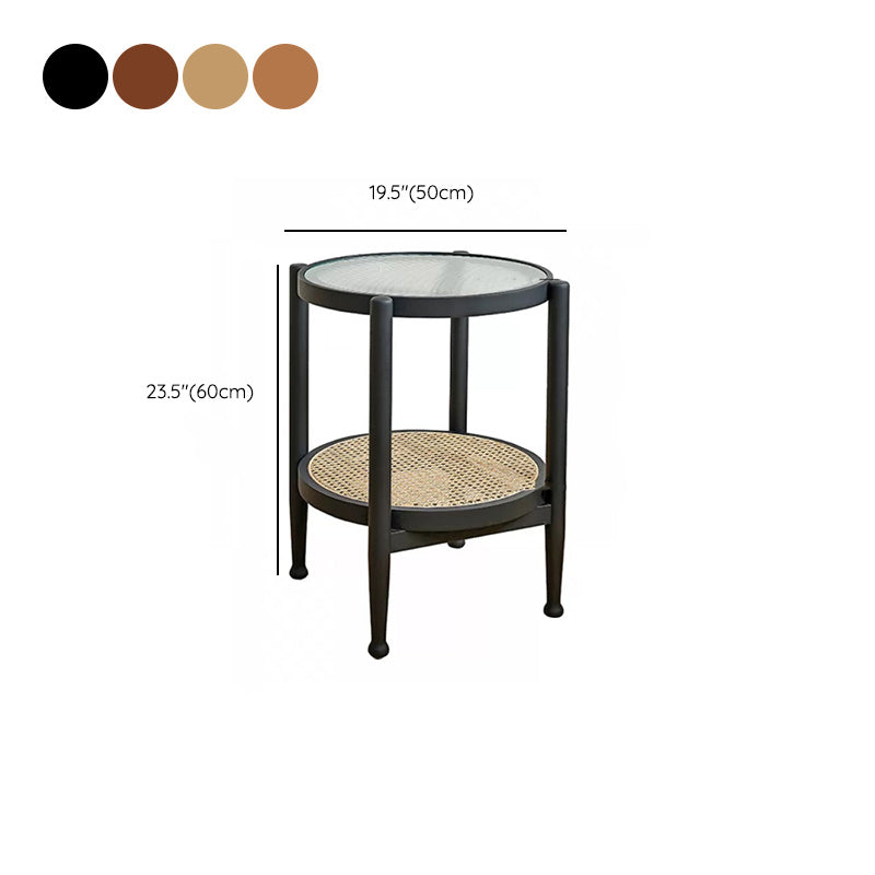 Tropical Round Cocktail Table Glass Top Coffee Cocktail Table with Shelf Clearhalo 'Coffee & Accent Tables' 'Coffee Tables' 'coffee_tables' 'furn' 'furn_coffee_tables' 'Furniture' 'Living Room Furniture' 6523591