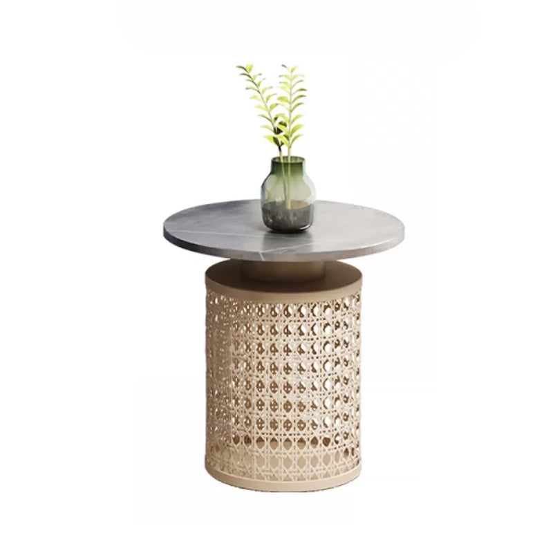 Eigentijdse ronde cocktailtafel met leistenen frame koffiecocktailtafel