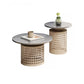 Eigentijdse ronde cocktailtafel met leistenen frame koffiecocktailtafel