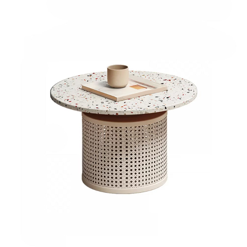 Eigentijdse ronde cocktailtafel met leistenen frame koffiecocktailtafel