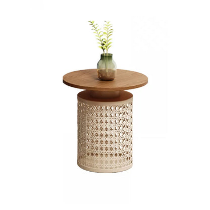 Eigentijdse ronde cocktailtafel met leistenen frame koffiecocktailtafel