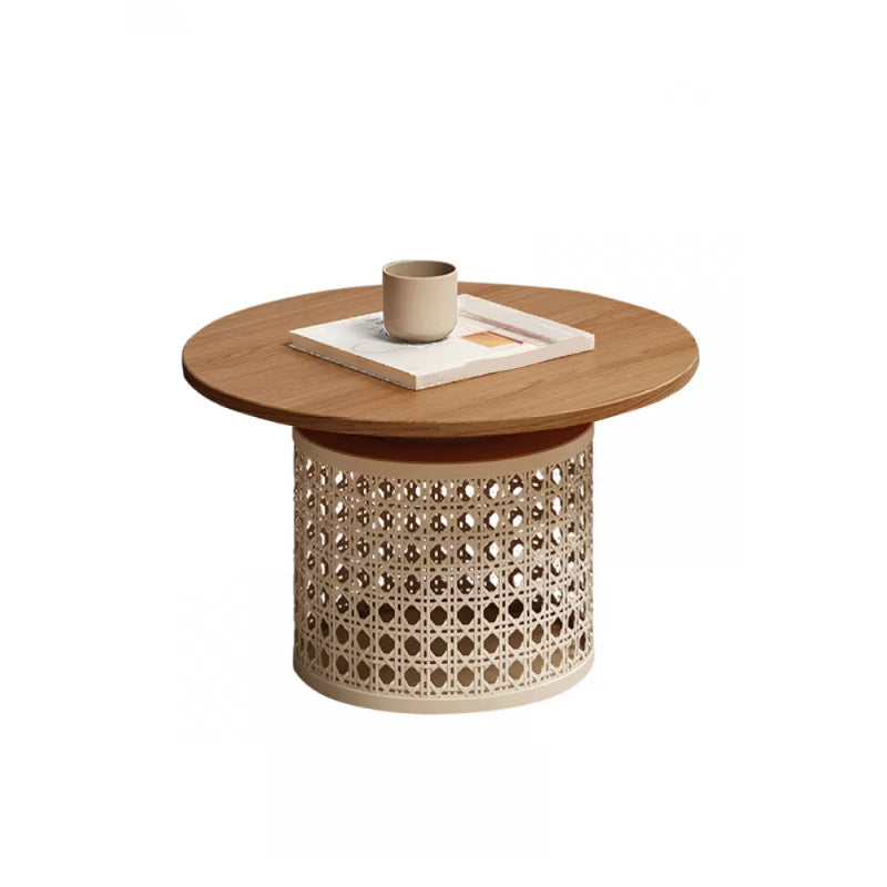 Eigentijdse ronde cocktailtafel met leistenen frame koffiecocktailtafel