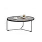 Modern Round Coffee Table Glass Top and Iron Coffee or End Table Cross Legs