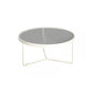 Modern Round Coffee Table Glass Top and Iron Coffee or End Table Cross Legs