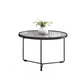 Modern Round Coffee Table Glass Top and Iron Coffee or End Table Cross Legs