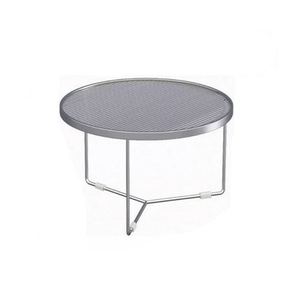 Modern Round Coffee Table Glass Top and Iron Coffee or End Table Cross Legs