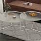 Modern Round Coffee Table Glass Top and Iron Coffee or End Table Cross Legs