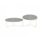 Modern Round Coffee Table Glass Top and Iron Coffee or End Table Cross Legs