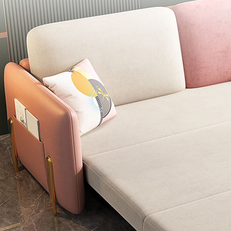 グラム布張りソファベッドベージュとピンクの寝台車付き