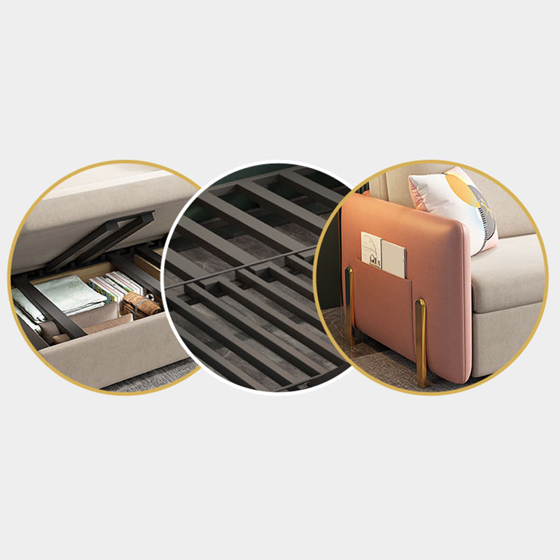 グラム布張りソファベッドベージュとピンクの寝台車付き