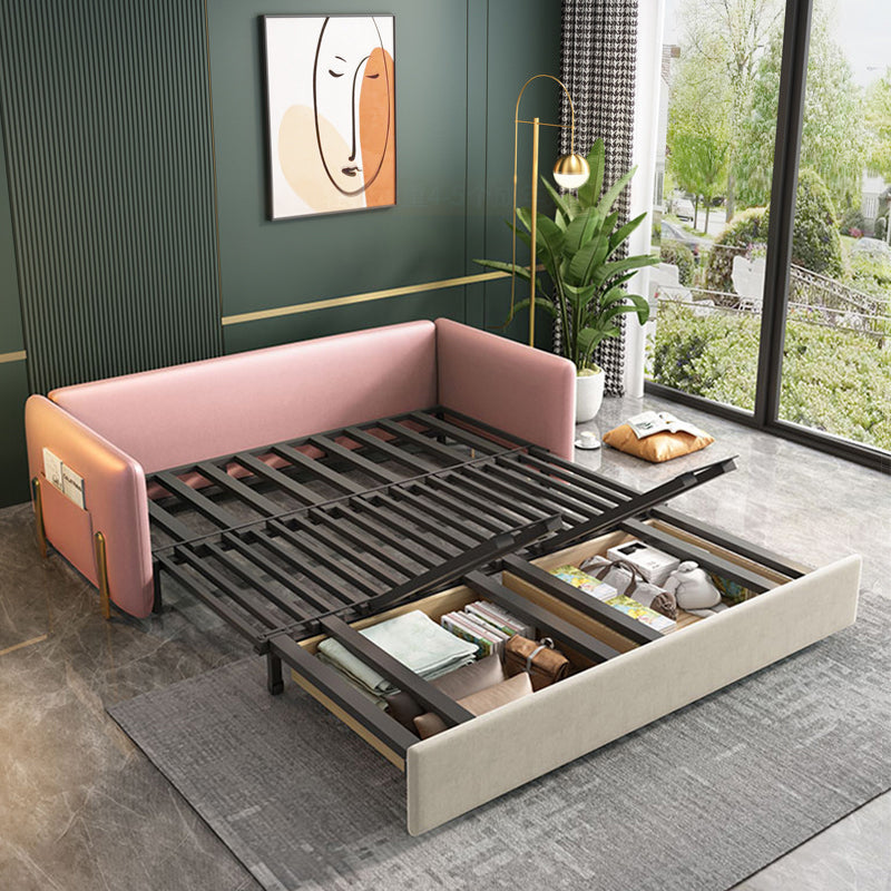 グラム布張りソファベッドベージュとピンクの寝台車付き