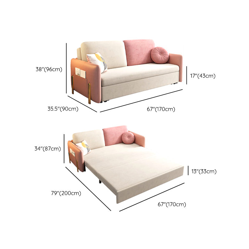 グラム布張りソファベッドベージュとピンクの寝台車付き