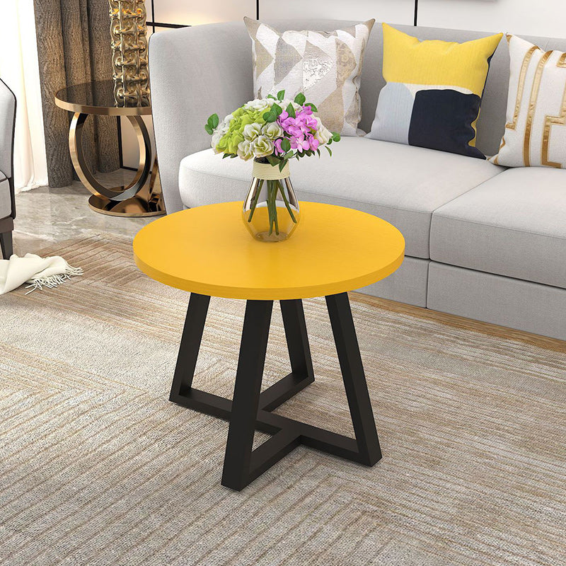 Modern Oval Coffee Table Wood and Steel Coffee Table Cross Legs