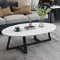 Modern Oval Coffee Table Wood and Steel Coffee Table Cross Legs
