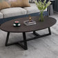 Modern Oval Coffee Table Wood and Steel Coffee Table Cross Legs