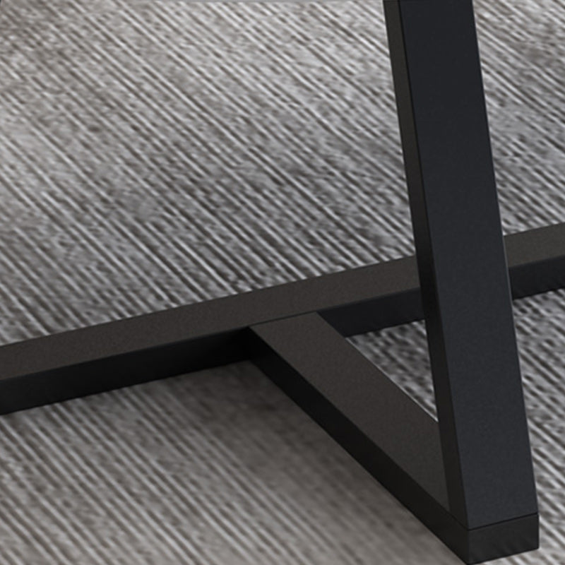 Modern Oval Coffee Table Wood and Steel Coffee Table Cross Legs