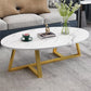 Modern Oval Coffee Table Wood and Steel Coffee Table Cross Legs