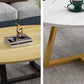 Modern Oval Coffee Table Wood and Steel Coffee Table Cross Legs