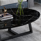 Modern Oval Coffee Table Wood and Steel Coffee Table Cross Legs