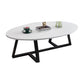 Modern Oval Coffee Table Wood and Steel Coffee Table Cross Legs