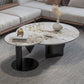 Contemporary Round Coffee or End Table Iron and Stone Coffee Table in Black and White Clearhalo 'Coffee & Accent Tables' 'Coffee Tables' 'coffee_tables' 'furn' 'furn_coffee_tables' 'Furniture' 'Living Room Furniture' 6523819