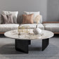 Contemporary Round Coffee or End Table Iron and Stone Coffee Table in Black and White 1 Clearhalo 'Coffee & Accent Tables' 'Coffee Tables' 'coffee_tables' 'furn' 'furn_coffee_tables' 'Furniture' 'Living Room Furniture' 6523820