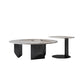 Contemporary Round Coffee or End Table Iron and Stone Coffee Table in Black and White Clearhalo 'Coffee & Accent Tables' 'Coffee Tables' 'coffee_tables' 'furn' 'furn_coffee_tables' 'Furniture' 'Living Room Furniture' 6523822