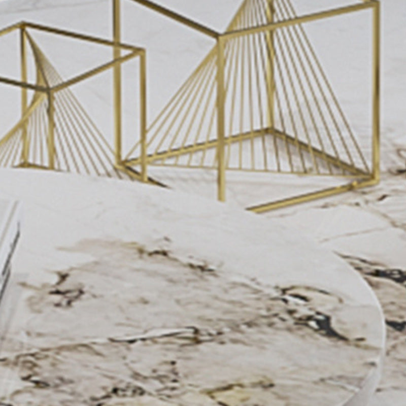 Contemporary Round Coffee or End Table Iron and Stone Coffee Table in Black and White Clearhalo 'Coffee & Accent Tables' 'Coffee Tables' 'coffee_tables' 'furn' 'furn_coffee_tables' 'Furniture' 'Living Room Furniture' 6523823