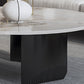 Contemporary Round Coffee or End Table Iron and Stone Coffee Table in Black and White Clearhalo 'Coffee & Accent Tables' 'Coffee Tables' 'coffee_tables' 'furn' 'furn_coffee_tables' 'Furniture' 'Living Room Furniture' 6523824