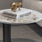 Contemporary Round Coffee or End Table Iron and Stone Coffee Table in Black and White Clearhalo 'Coffee & Accent Tables' 'Coffee Tables' 'coffee_tables' 'furn' 'furn_coffee_tables' 'Furniture' 'Living Room Furniture' 6523826