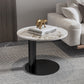 Contemporary Round Coffee or End Table Iron and Stone Coffee Table in Black and White Clearhalo 'Coffee & Accent Tables' 'Coffee Tables' 'coffee_tables' 'furn' 'furn_coffee_tables' 'Furniture' 'Living Room Furniture' 6523827