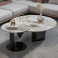 Contemporary Round Coffee or End Table Iron and Stone Coffee Table in Black and White 2 Clearhalo 'Coffee & Accent Tables' 'Coffee Tables' 'coffee_tables' 'furn' 'furn_coffee_tables' 'Furniture' 'Living Room Furniture' 6523829