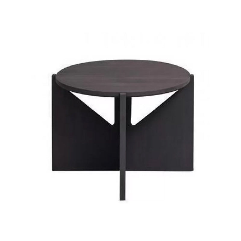 Mesa de centro de madera maciza Mesa de centro o auxiliar redonda contemporánea en negro y natural