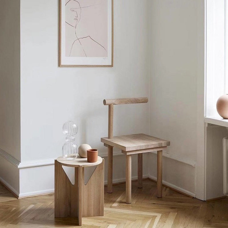 Mesa de centro de madera maciza Mesa de centro o auxiliar redonda contemporánea en negro y natural