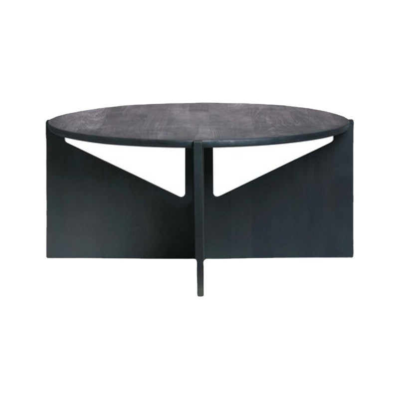 Mesa de centro de madera maciza Mesa de centro o auxiliar redonda contemporánea en negro y natural