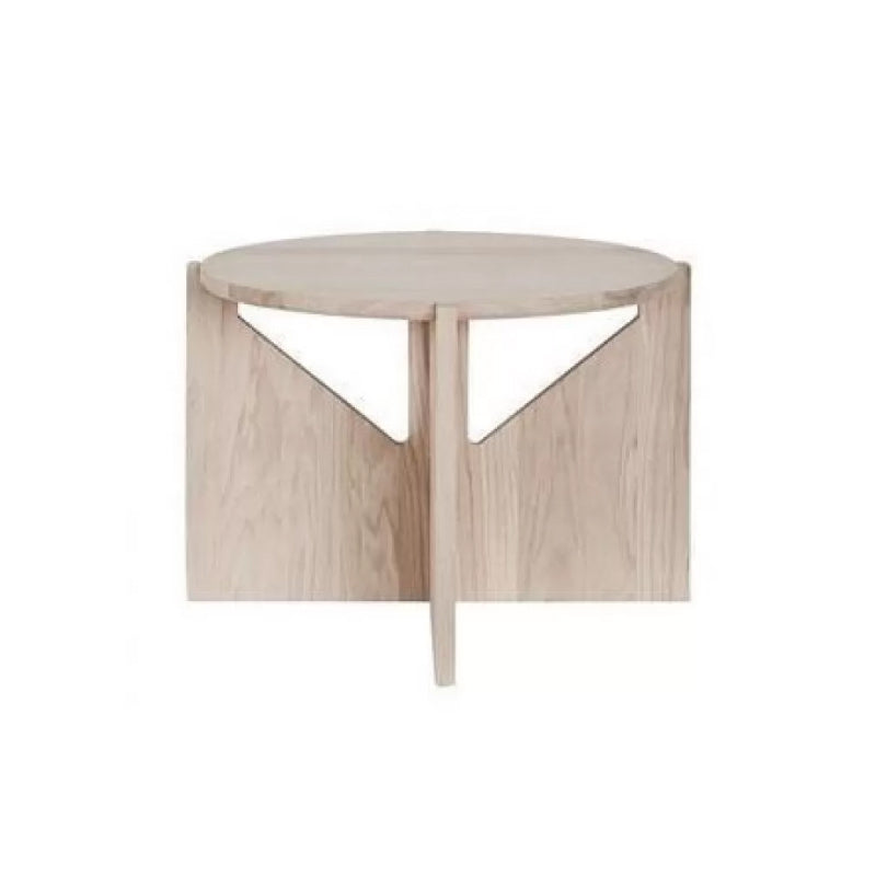 Mesa de centro de madera maciza Mesa de centro o auxiliar redonda contemporánea en negro y natural