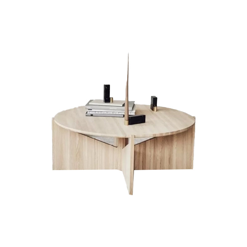 Mesa de centro de madera maciza Mesa de centro o auxiliar redonda contemporánea en negro y natural
