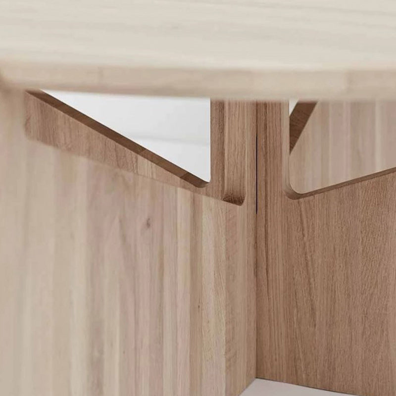 Mesa de centro de madera maciza Mesa de centro o auxiliar redonda contemporánea en negro y natural