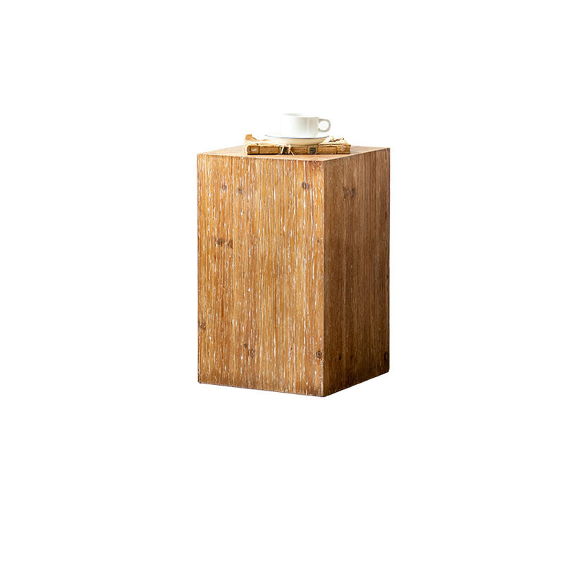 Distressed Wood Square End Table Set 11.8" W Block Sofa Side Accent Table